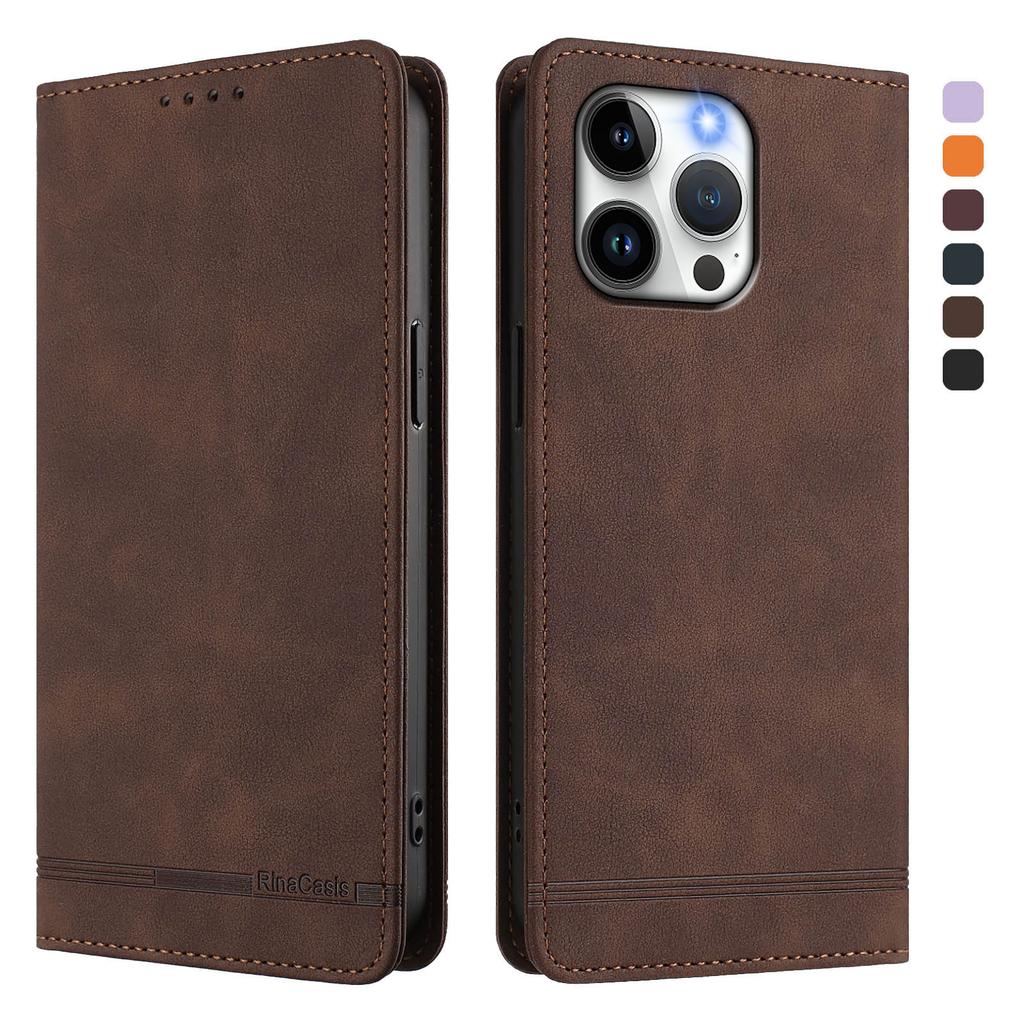 For iPhone 15 Pro Max Case RINACASIS RC23 RFID Blocking Wallet Stand PU Leather Phone Cover