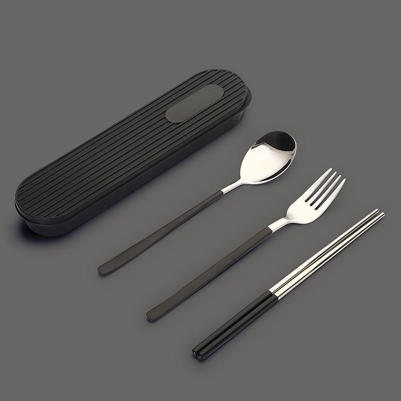 2/3 stücke 304 Tragbare Edelstahl Besteck Set Stäbchen Löffel Set Besteck Box Student Arbeit Geschirr Set Platten