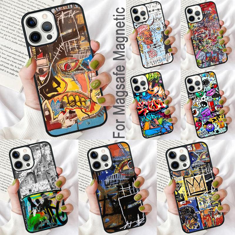 Street Graffiti Painting Soft Phone Case for iPhone 17 Air 16e Pro Max 15 Pro 13 14 Plus 11 12 MagSafe Magnetic Coque