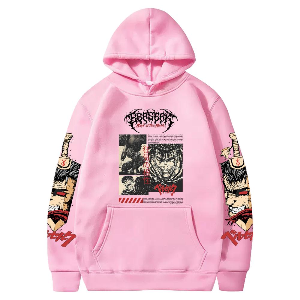 Hot Anime Berserk Guts Gothic Graphic Print Hooded Men Women Vintage Manga Hoodies Plus Size Pullover Harajuku Unisex Sweatshirt