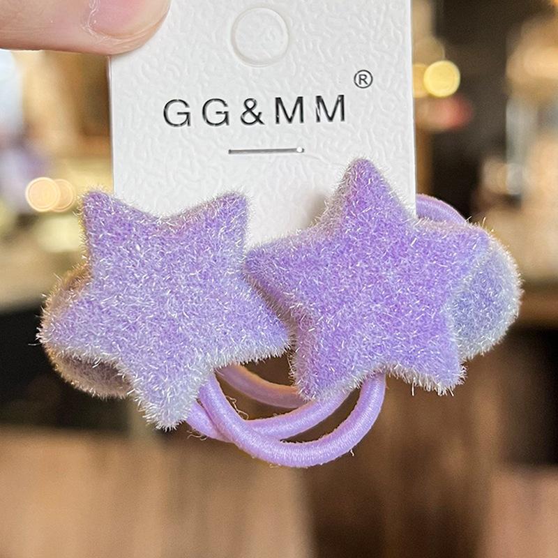 

2 шт. новые милые красочные флокированные звездные головные уборы принцессы детские эластичные резинки для волос детские веревки для волос аксессуары для волос для девочек фиолетовый