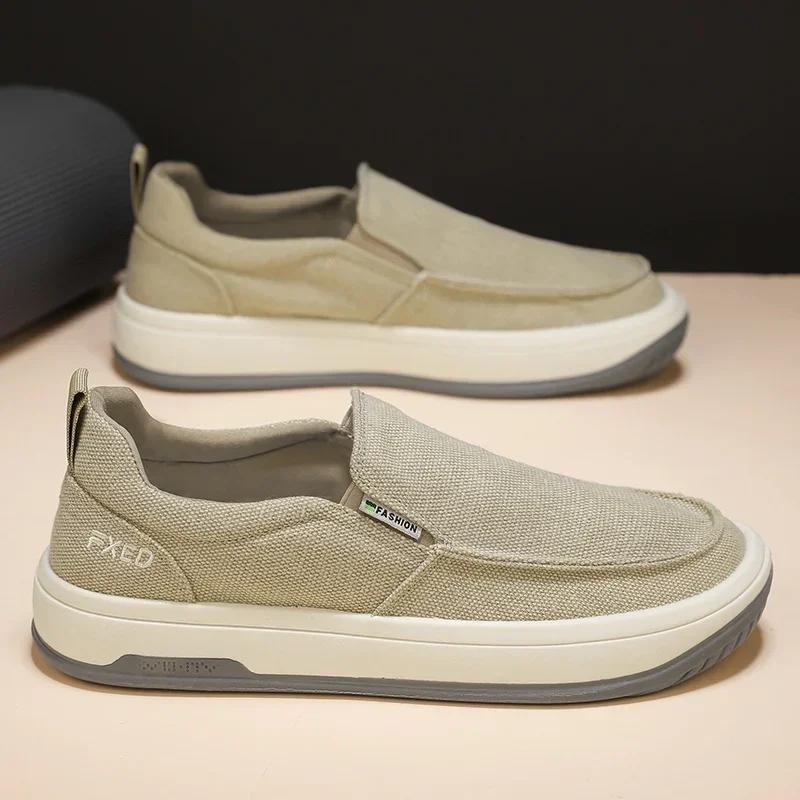 

2025 Men s Canvas Slip-On Shoes Soft Bottom Casual Driving Workwear Breathable Synthetic Summer New Arrival from Mainland China* 39