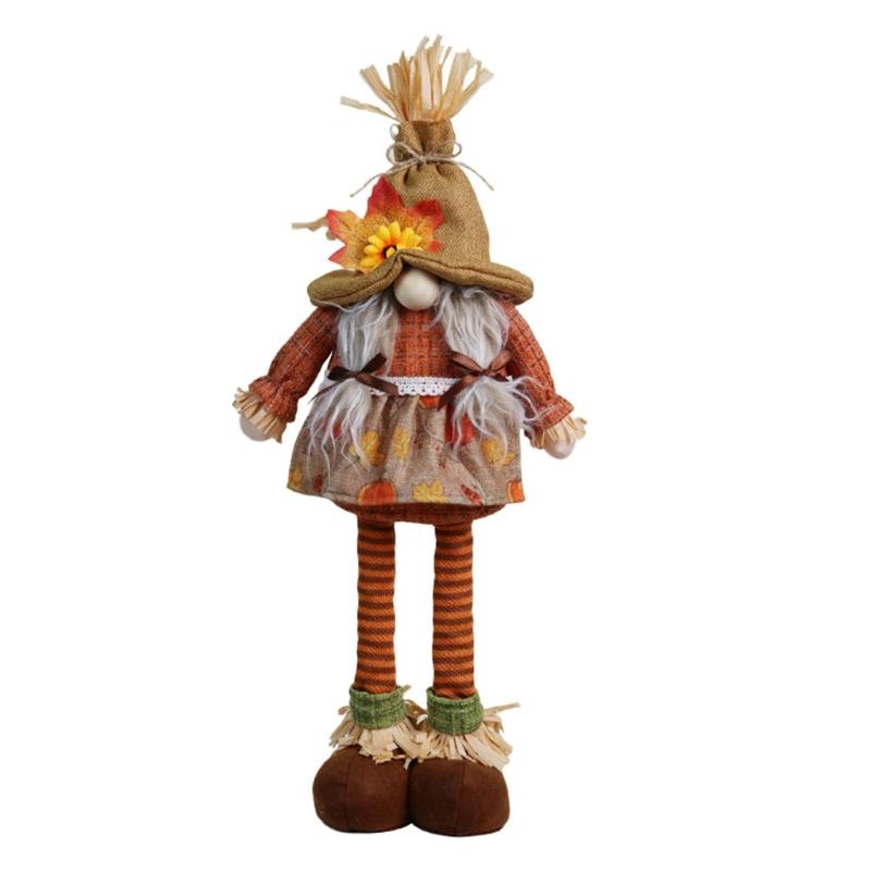 Decorative Rudolf Gnomes Stuffed Doll, Maple Leaf Craft for Autumn Displays