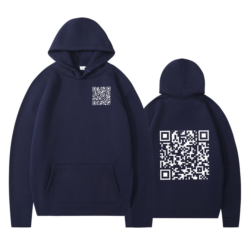 Cross-border Hoodies, New Printed Styles, QR Code Scans, Loose Men's and Women's Hoodies
