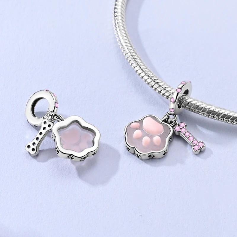 Copper Pet Series Cute Animals Charms Blue Penguin Hug Heart Love Bead Fit Original Bracelet For Women Jewlery Gift