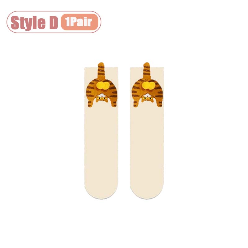 Whimsical Puppy Kitten Egg Socks Unisex Crew Length Cartoon Pattern for Women Men Couple All Season Wear Comfortable