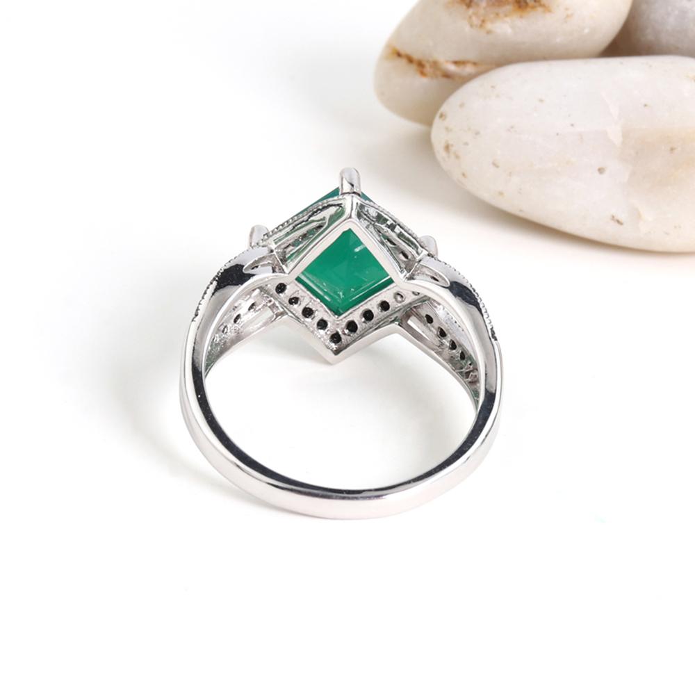 Design pătrat Agat verde natural piatră prețioasă inel Elegant și nobil argint sterling 925 bijuterii fine pentru femei cadou de ziua de naștere