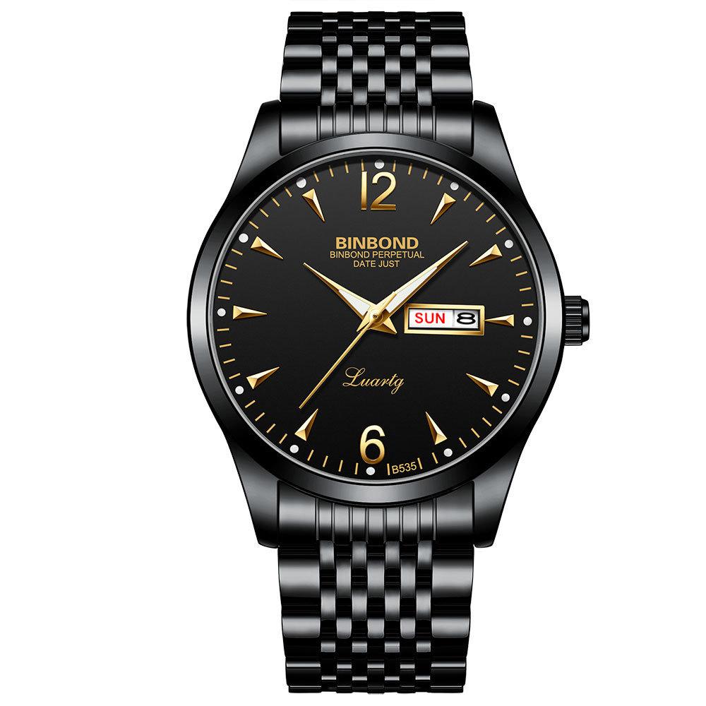

Чоловічий годинник Розкішний бренд Нержавіюча сталь Подвійний календар Водонепроникний Чоловічий Діловий Дозвілля Мода Кварцові годинники Для чоловіків