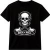 Rock Skull T-Shirt Guitar Headphones Biker Punk Metal Music Gift Graphic Tee