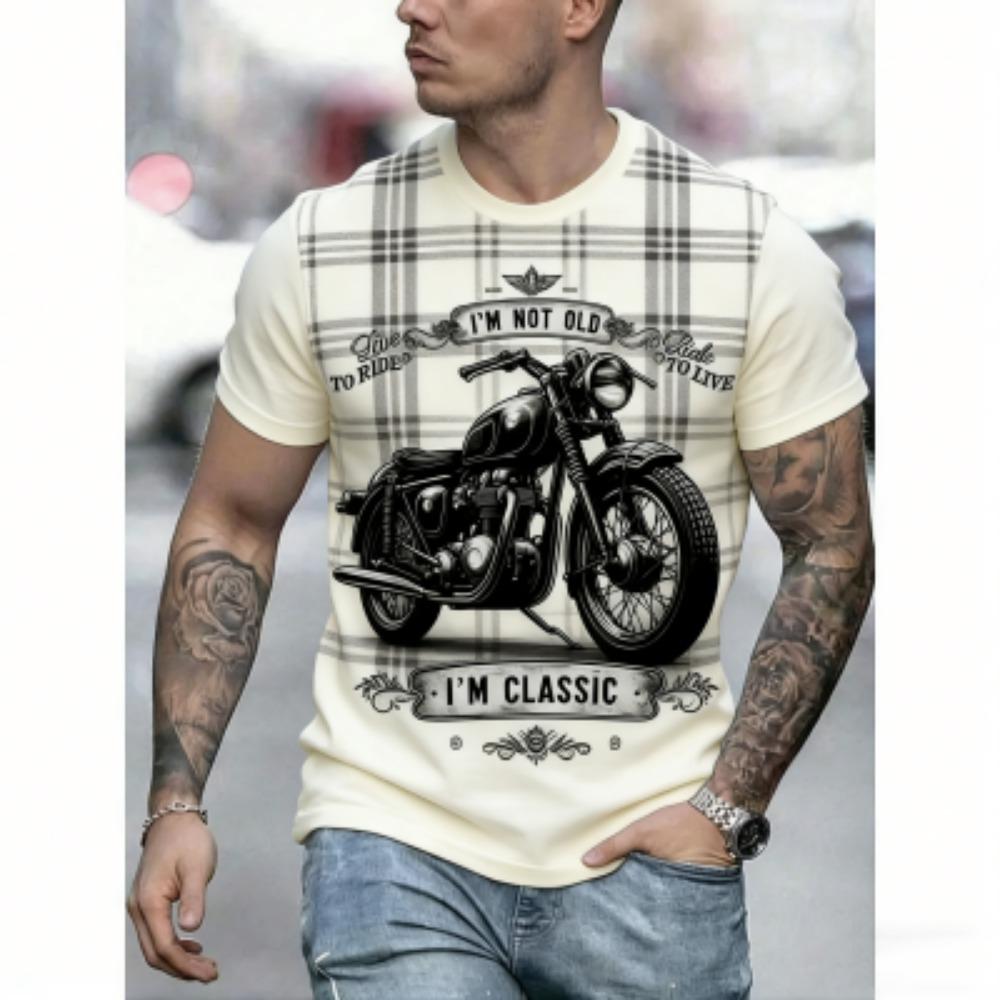 Europe America Summer Men's T-Shirt Motorcycle 3D Print Tees Top Street Casual Loose Outdoor Short Sleeve Plus Size Women T-shirt