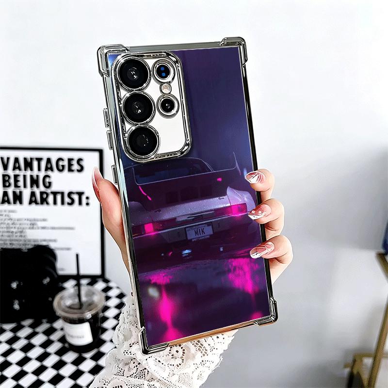 Sports Car RWB Cool Plating Phone Case For Samsung Galaxy S24 S25 FE S26 Edge S23 Ultra S22 S21 Plus S20 Anti-Fall Airabag Cover