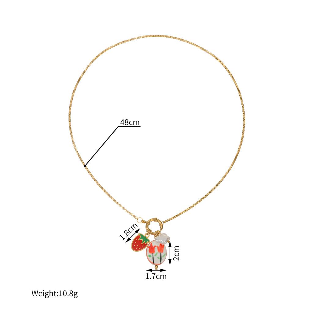 Hot Sale Strawberry Necklace for Women 18K Gold Plated Stainless Steel Layered Choker Ins Viral Light Luxury Jewelry