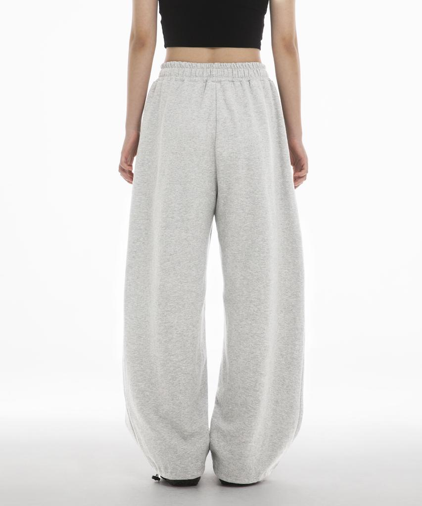 Paensyo Symbol One Tuck String Heavy Fleece-Lined Pants - White Melange