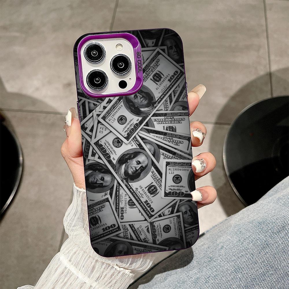 USD Dollar Purple Translucent Mobile Phone Case for iPhone 17 16 15 14 13 12 11 X XR XS Air Pro Max Plus Colorful Cover