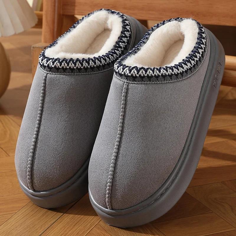 Fashion 2024 Winter Unisex Platform Fluffy Slippers Women Plush Warm Home Cotton Shoes Woman Comfort Soft Sole Non Slip House Slippers