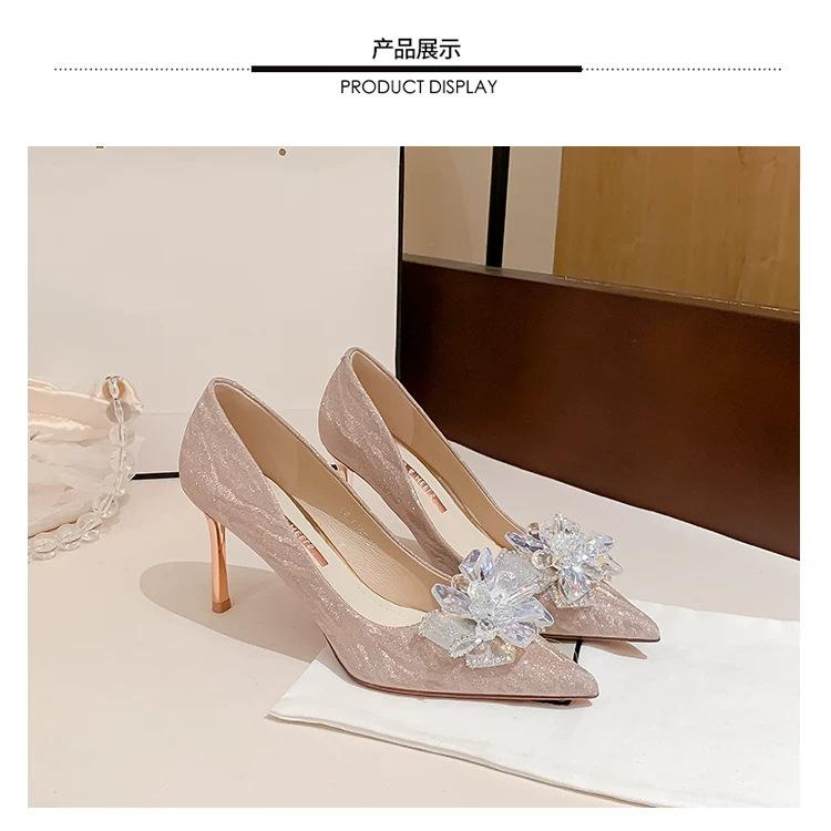 

Wedding show rhinestone bridal shoes stilettos 2025 new crystal butterfly banquet shoes women 40