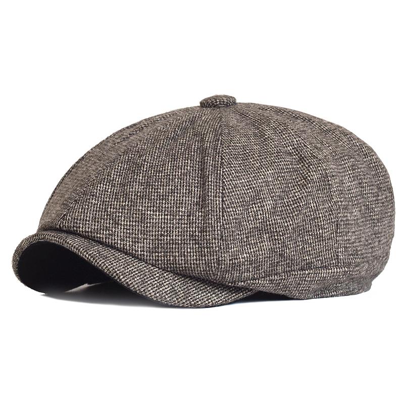 Winter Thick Warm Newsboy Caps Men Soft Octagonal Hat For Male Detective Hats Retro Driver Flat Caps
