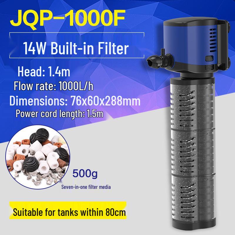 Three-in-One Submersible Fish Tank Pump with Built-in Filter & Aeration