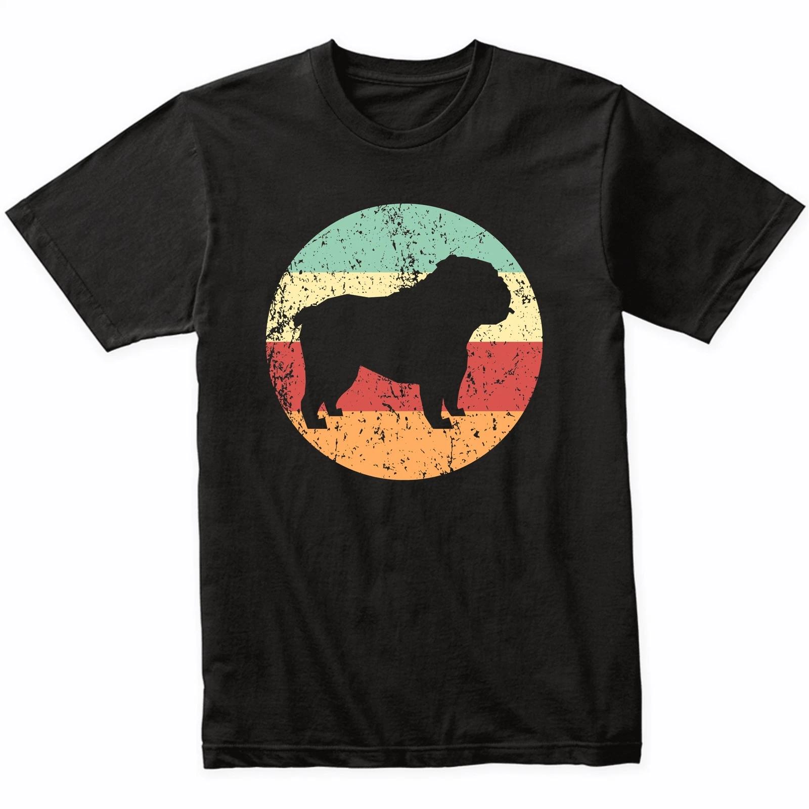 English Bulldog Shirt - Retro English Bulldog Dog T-Shirt - Retro Colors L