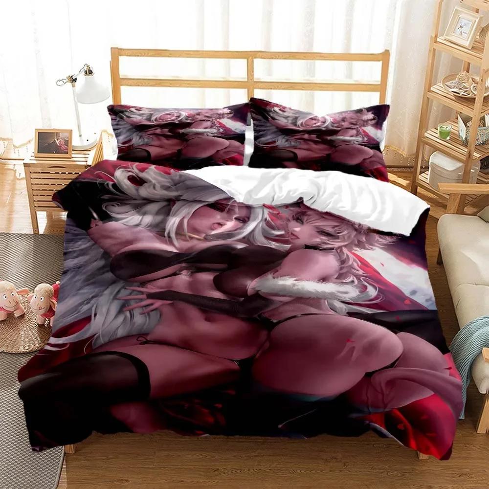 Sexy Anime Beauty Digital Print Comfortable Duvet Quilt Cover Pillowcase Bedding Set Children Bedroom Decoration Home Textile