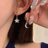 INS Cold Wind Asymmetric Star & Moon Studs Niche Temperament Versatile High-end Ear Buckle Women's Back-to-school Ambience Fashion Jewelry