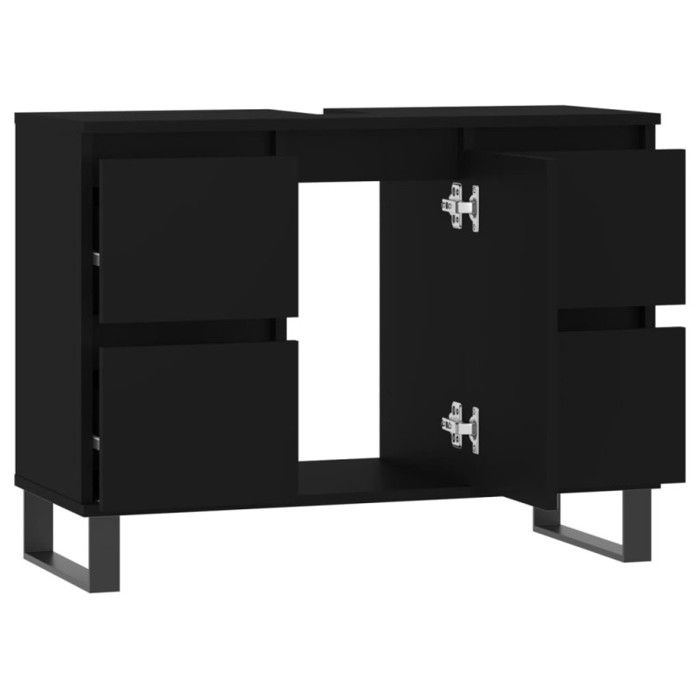 VidaXL Armoire de salle de bain noir 80x33x60 cm bois d'ingénierie 831661