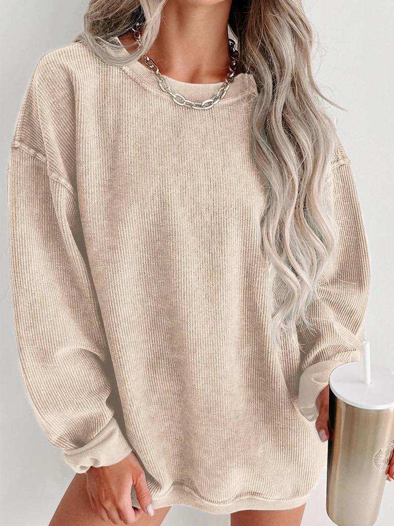2025 European & American Casual Crew Neck Long-sleeved Pullover Sweatshirt - Autumn/Winter Fashion