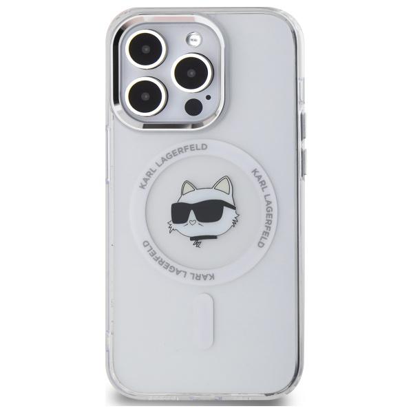 Karl Lagerfeld Klhmp14Lhlschh Iphone 14  Pro 6.1 Biały/White Hardcase Iml Metal Choupette Head Magsafe