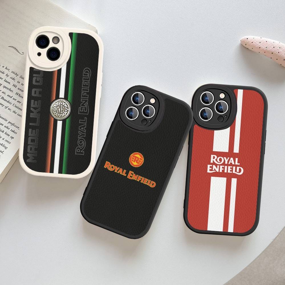 R-ROYALS E-ENFIELDS Logo Phone Case For IPhone 15 14 13 12 11 16 Pro Max Plus Leather Soft Cover