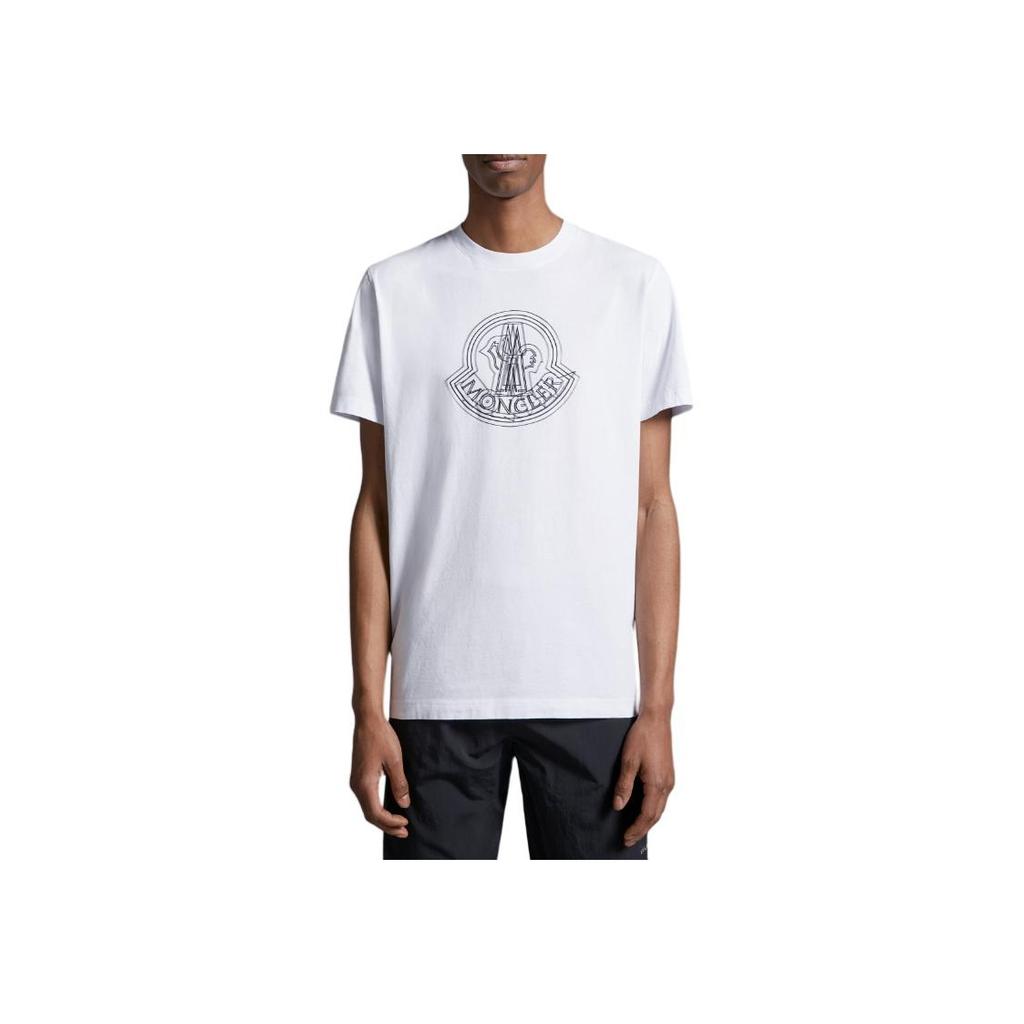 Moncler Logo Pattern Crew Neck Short Sleeve T-Shirt Men Tops White J1-091-8C00028-89A17-001