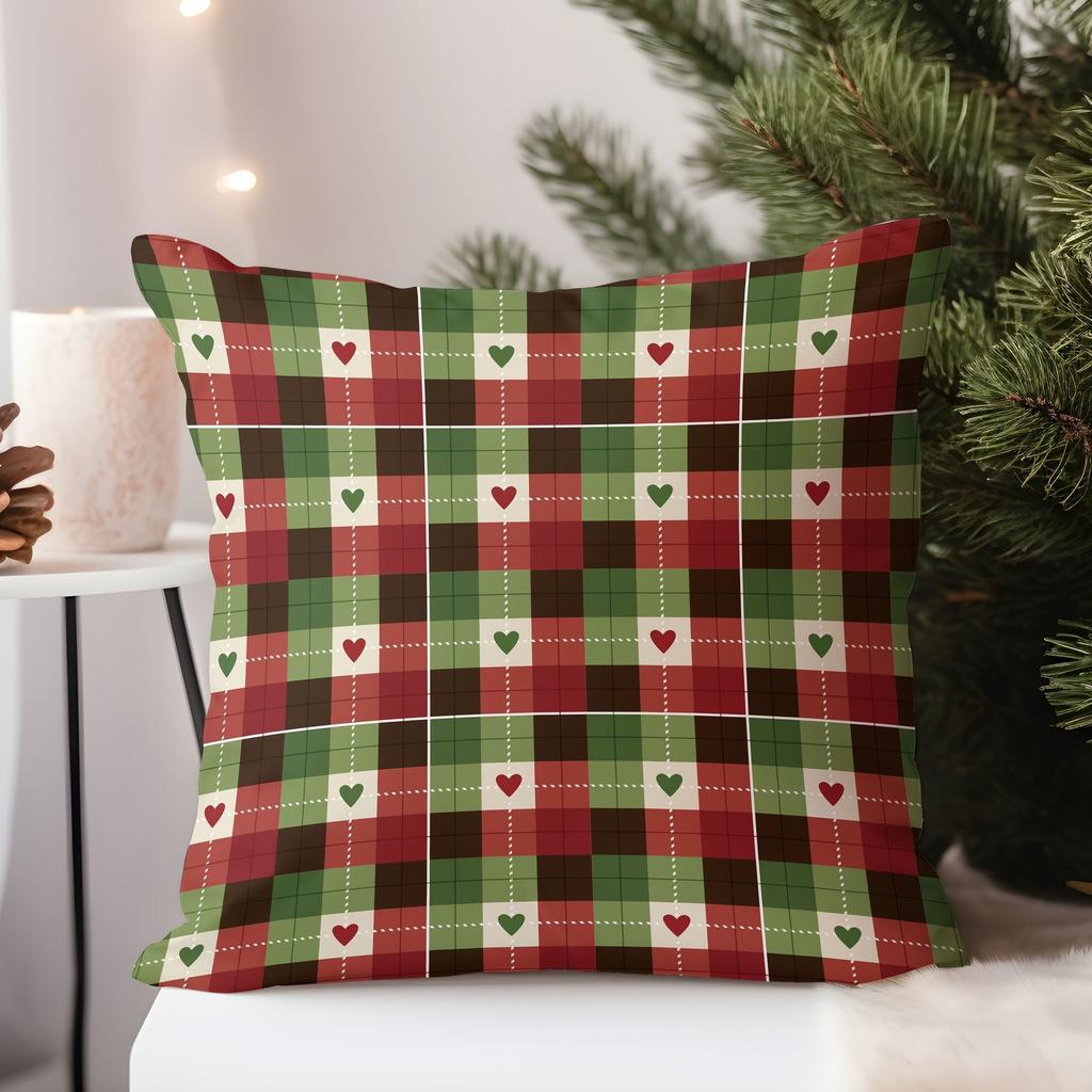 Festive Atmosphere Pattern Square Polyester Pillowcase, Sofa Living Room Decorative Cushion Cover, Bedroom Bedside Pillow Cover