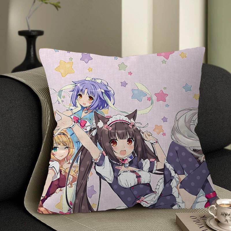 Cute Nekopara Personalized Picture Text Home Decorative Pillows Household Gifts 45X45Cm