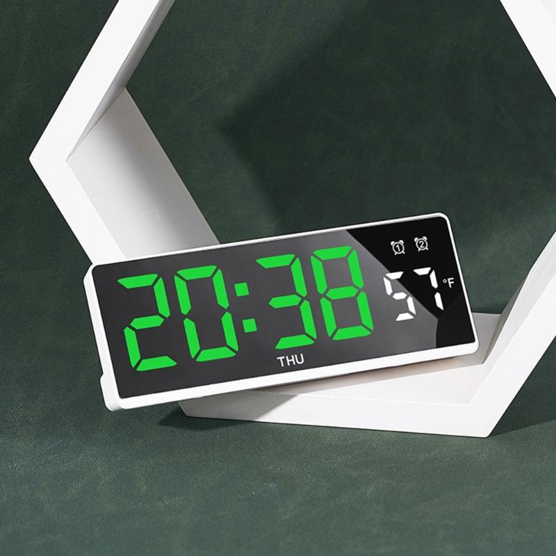 LED Digital Alarm Clock Wall Clock with Timer Date Temperature Display Bed Side Clock for Student,Office,Travel Use