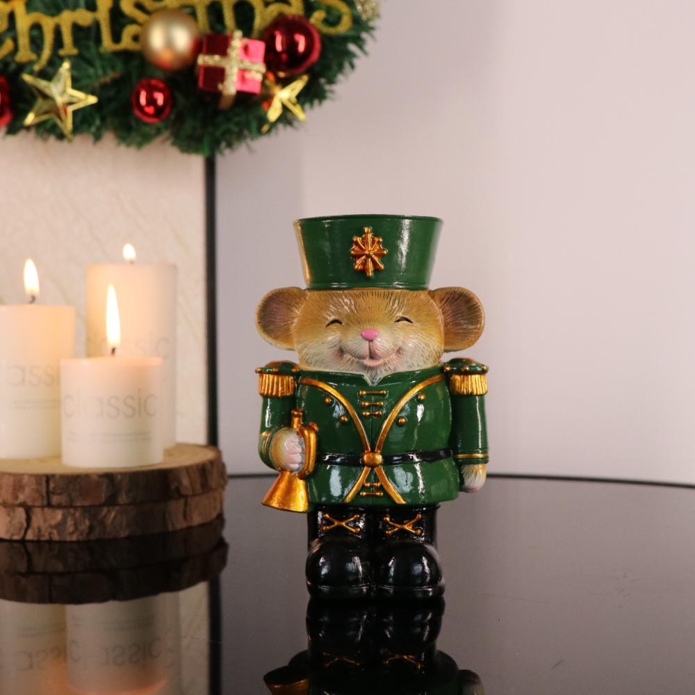Creative Christmas Decor Candlestick Bear Nutcracker Guards Figurines Candle Holder Cute Animal Statue Home Desktop Ornaments