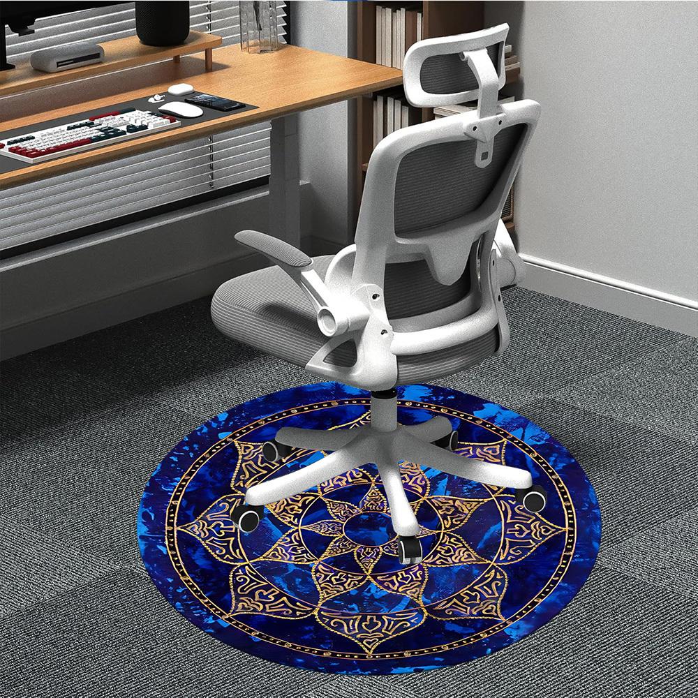 1pc Mandala Design Office Round Area Rug, Under Office Chairs Bedroom Living Room Home Decor, Room Deco