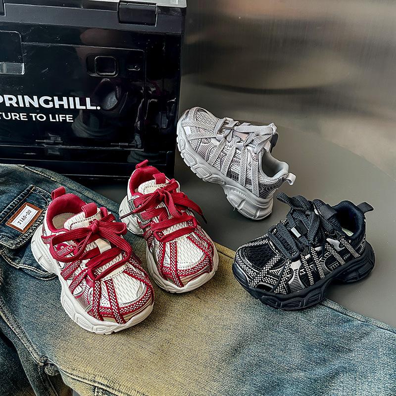Children's Popular Thick-soled Letter Sneakers Boys' Trendy Shoes Medium and Large Children's Lightweight Fashion Dad Shoes Girls' Casual Shoes