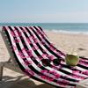 Hibiskus Streifen Übergroßes Mikrofaser Strandtuch Sandfest Schnelltrocknend, Saugfähig für Schwimmbad Reisen Camping
