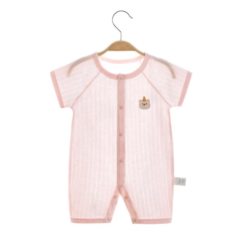 Baby Summer Short Sleeve Cotton Jumpsuit - Newborn Lightweight Pajamas Class A Air-Conditioned Crawler Outfit