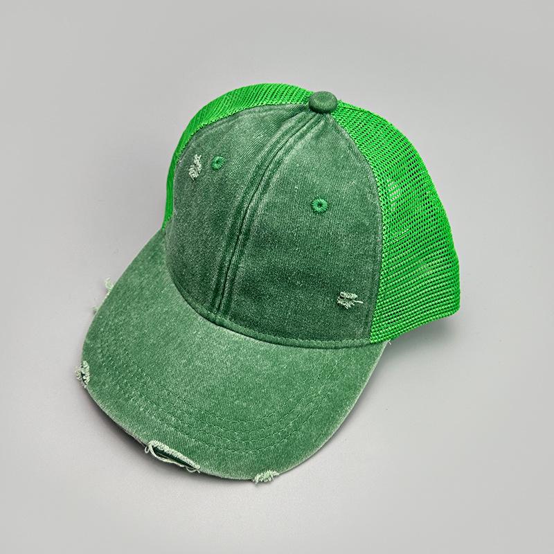

Retro Personalized Old Broken Wind Baseball Cap Men S And Women S Sunshade Breathable Mesh Casual Truck Hat 52-60cm зелений