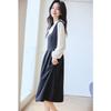 VICTORIA&VERA Ruffled Tie-Waist Faux Two-Piece Midi Dress