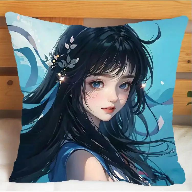 Arena of Valor Honor of Kings Xi Shi Polštář a Povlak na polštář Potah na polštářek Oboustranný tisk Plyšové Dekorační polštáře 40x40cm