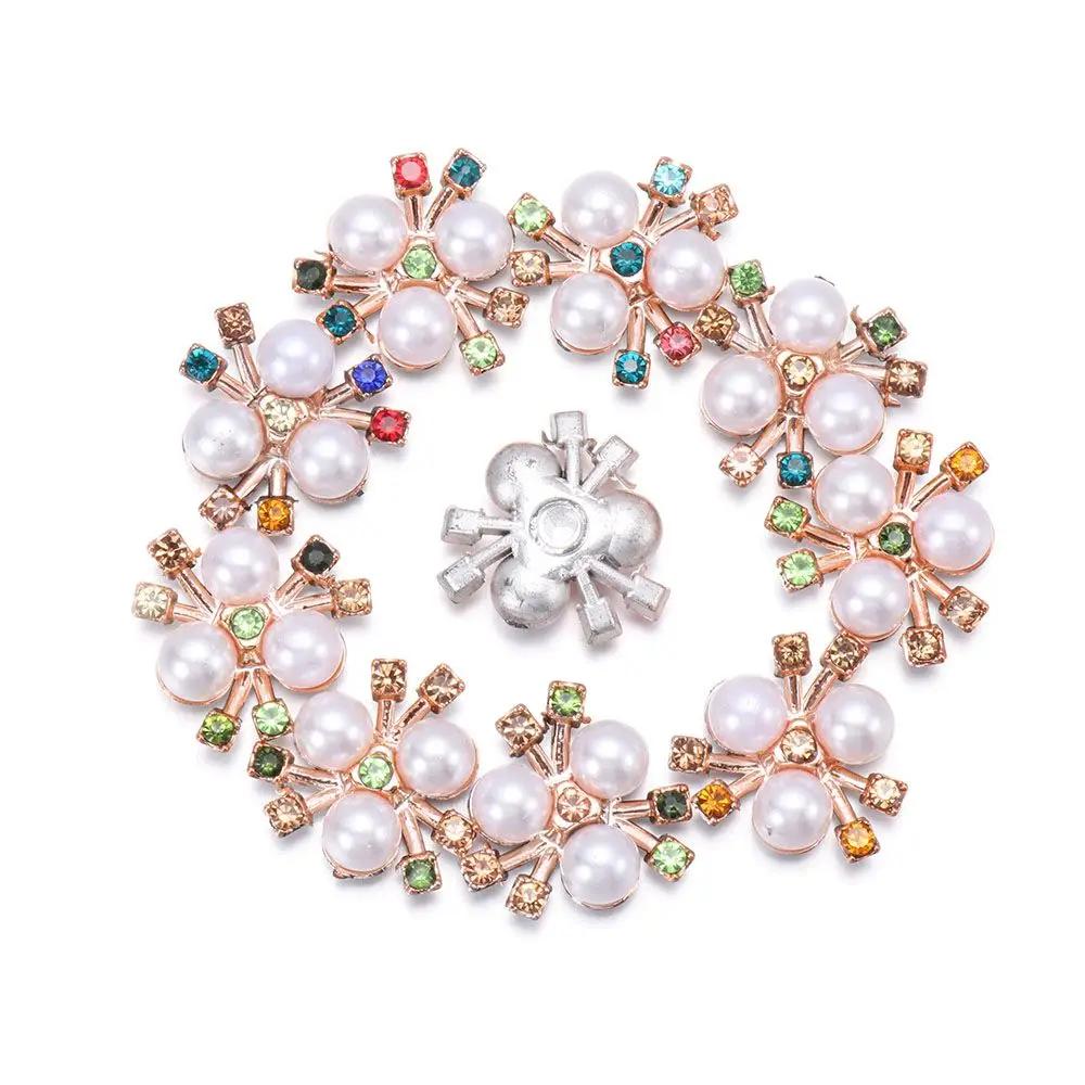 10Pcs Pearls Flower Button Garment Decorative Craft DIY Clothes Rhinestone Bow Sewing Supplies Wedding Decoration Accessories