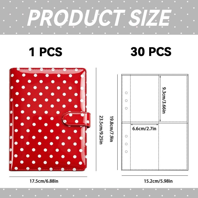Macaron Polka Dot A5 PU Leather Card Binder 100 Grid Card Collection Album With 4 Grid Card Sleeves Collectible Storage Book