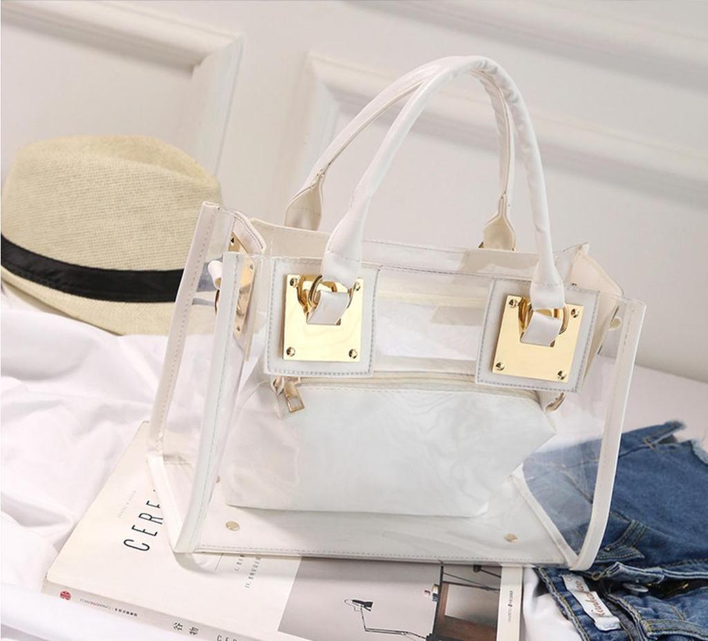 2025 Summer Women's Beach Bag: Korean Style Transparent Jelly Crossbody & Shoulder Mother-Child Handbag
