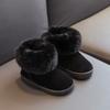 Girls Boots Winter Warm Snow Boots Children All Black Ankle Boots Girl Winter Shoes Botas Plush Shoes Fur Platform Shoes F08284