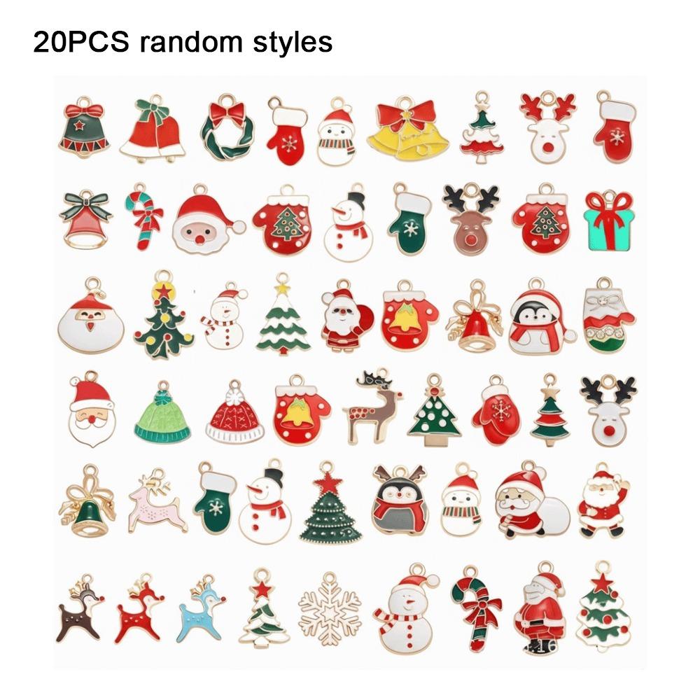 Mixed Colors Christmas Enamel Charms 20/100pcs Bulk Enamel Coating Christmas Tree Pendants DIY Accessories Random Mixed