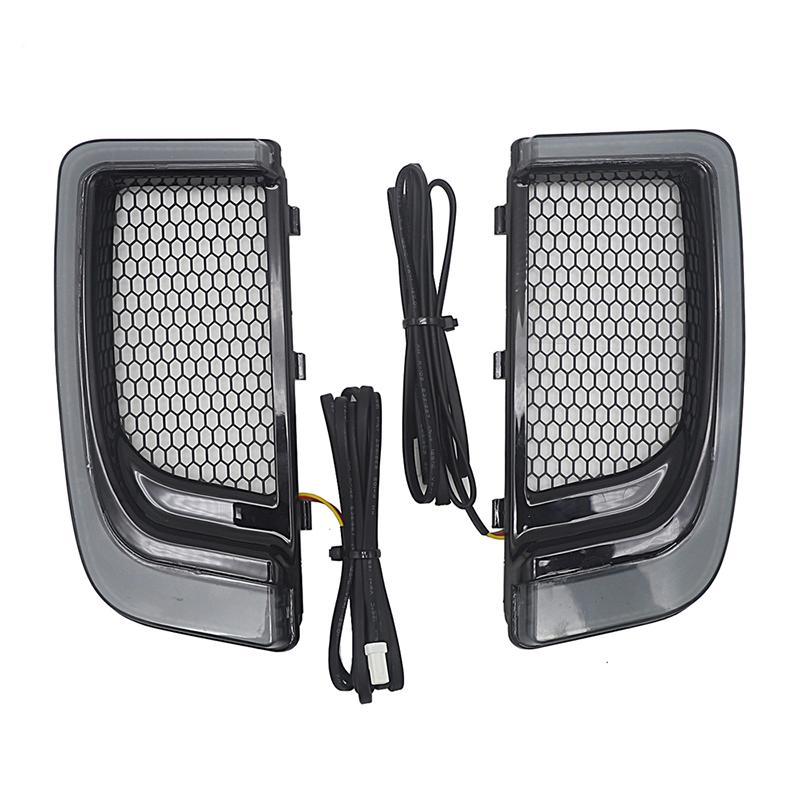 Black Lower Leg Vented Fairing Grills LED Turn Signal Lights for Harley Touring Street Glide Road king FLHTK 14-20