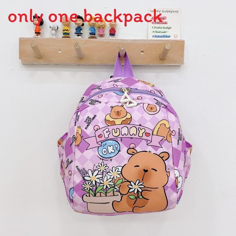 Backpack Children Capybara Zipper Design Adjustable Shoulder Schoolbag Straps