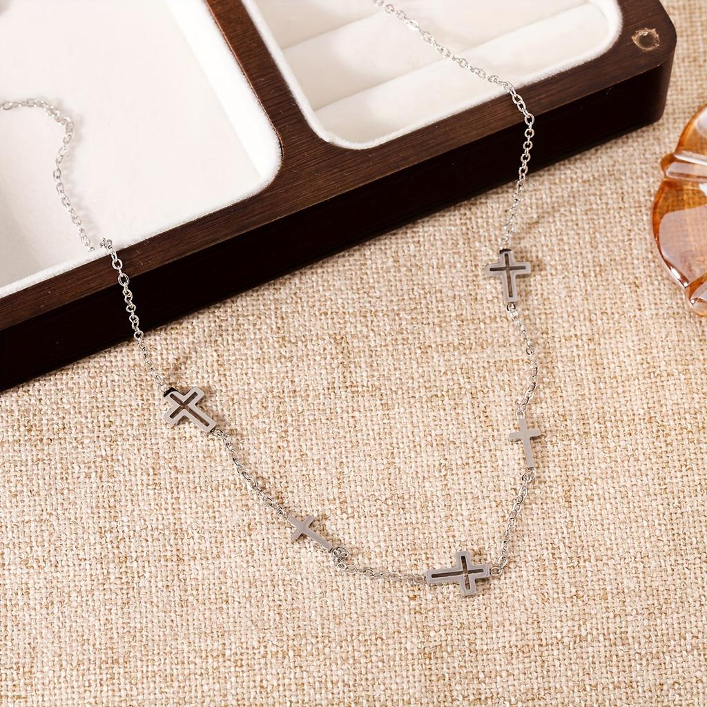 Minimalist Hollow Small Cross Chain Necklace Jewelry
