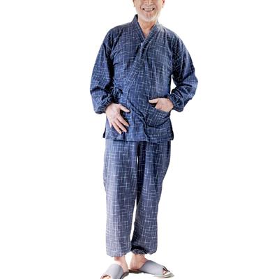 Stilloberteil und Hose Baumwolle L [Kokoro Farbe] Herrenpyjama, Set, Klettverschluss, Mischgewebe, Jinbei, marineblau,
